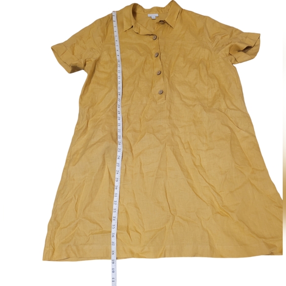 J. JILL Love Linen 100% Linen Mustard Yellow Wooden Buttons Collar Pockets XL - Picture 9 of 13